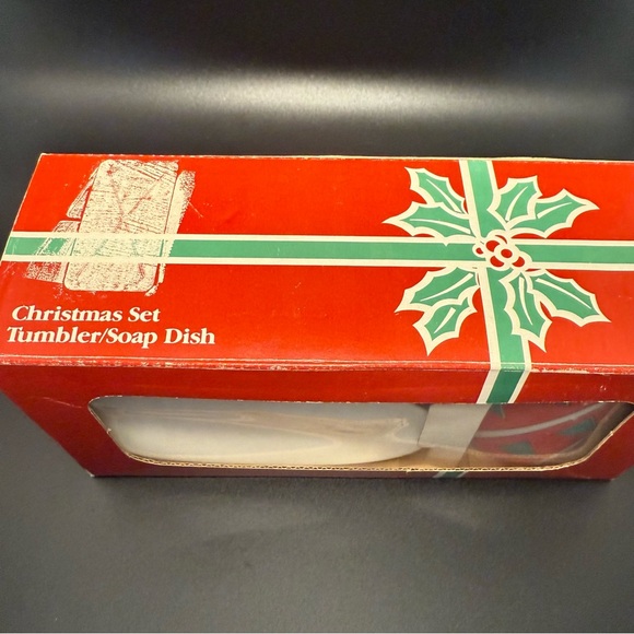 CHRISTMAS SET Vtg Ceramic Tumbler/Soap Dish NWT - Picture 4 of 4